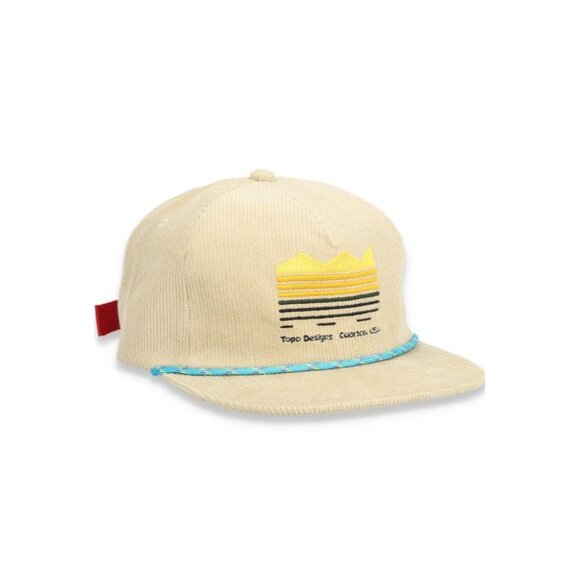 Topo Designs Mens Strata Map Cord Trucker Hat Embroidered 5 Panel Tan One Size - Picture 1 of 8